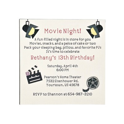 Slumber Party, Movie Night Birthday Invitation - image2